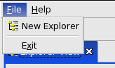 Действие "New Explorer" в меню