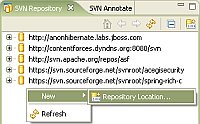 Контекстное меню вызова мастера добавления адреса SVN репозитория